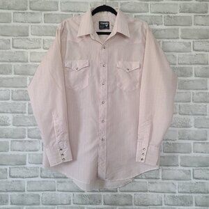 Vintage Wrangler Brushpopper X Long Tails Western Shirt 17  X 34 USA Cowboy
